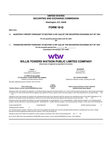 Thumbnail Willis Towers Watson  10-Q Quarterly Report FY2023 