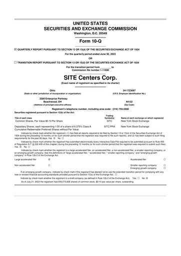 Thumbnail SITE Centers
 10-Q Quarterly Report FY2023 