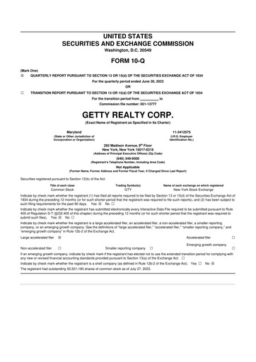 Thumbnail Getty Realty 10-Q Quarterly Report FY2023 