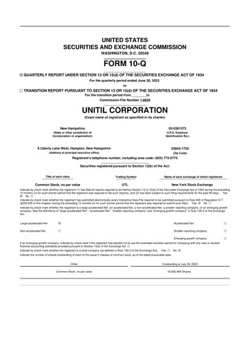 Thumbnail Unitil Corporation
 10-Q Quarterly Report FY2023 
