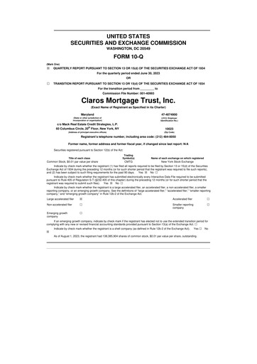 Thumbnail Claros Mortgage Trust 10-Q Quarterly Report FY2023 