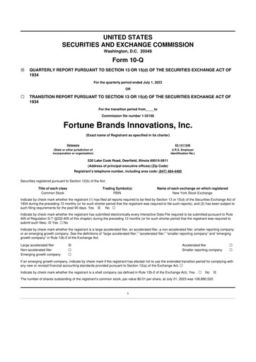 Thumbnail Fortune Brands Innovations 10-Q Quarterly Report FY2023 