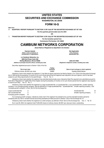 Thumbnail Cambium Networks 10-Q Quarterly Report FY2023 