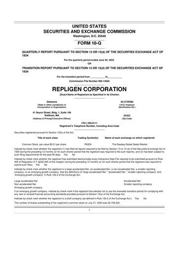 Miniature Repligen
 10-Q Rapport trimestriel 2023 