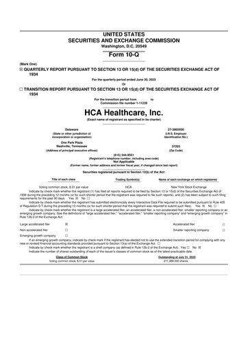 Thumbnail HCA Healthcare 10-Q Quarterly Report FY2023 