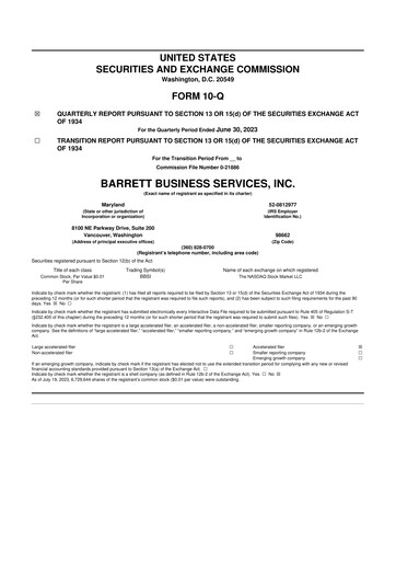 Thumbnail Barrett Business Services 10-Q Quarterly Report FY2023 