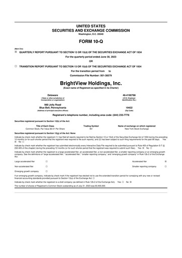 Thumbnail BrightView
 10-Q Quarterly Report FY2023 