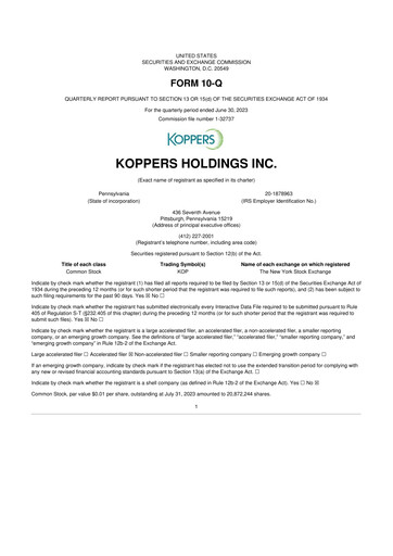 Thumbnail Koppers Holdings 10-Q Quarterly Report FY2023 