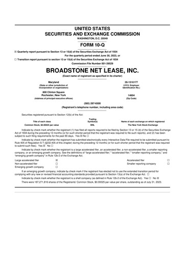 Vorschaubild Broadstone Net Lease 10-Q Quartalsbericht 2023 