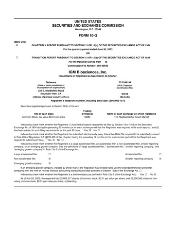 Thumbnail IGM Biosciences 10-Q Quarterly Report FY2023 