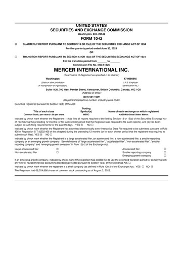 Thumbnail Mercer International 10-Q Quarterly Report FY2023 