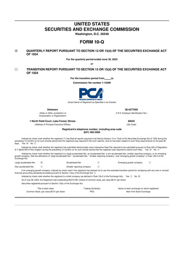 Vorschaubild Packaging Corporation of America
 10-Q Quartalsbericht 2023 