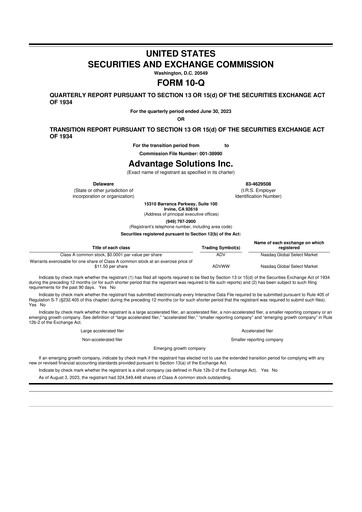 Thumbnail Advantage Solutions 10-Q Quarterly Report FY2023 