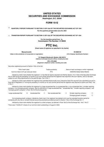 Thumbnail PTC 10-Q Quarterly Report FY2023 