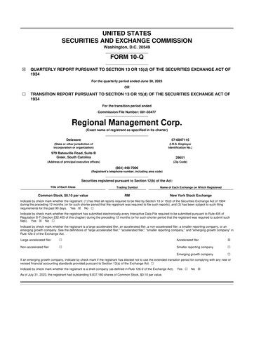 Thumbnail Regional Management Corp.
 10-Q Quarterly Report FY2023 