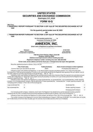 Thumbnail Annexon 10-Q Quarterly Report FY2023 