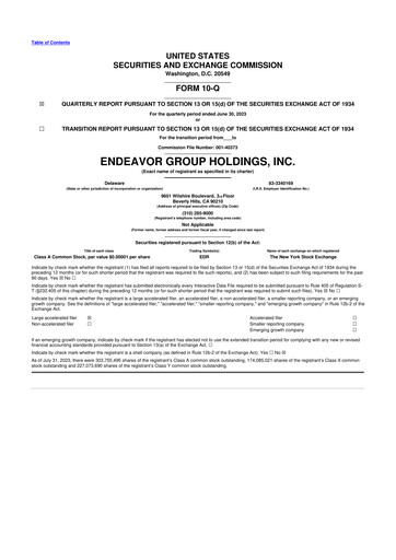 Thumbnail Endeavor Group 10-Q Quarterly Report FY2023 