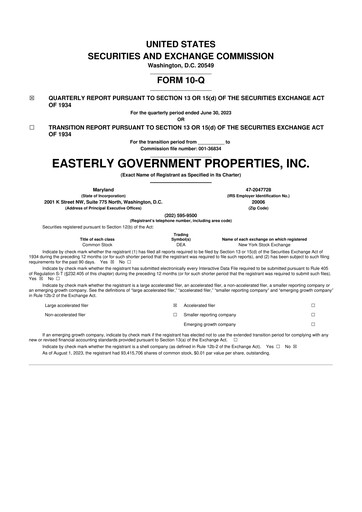 Thumbnail Easterly Government Properties 10-Q Quarterly Report FY2023 