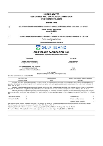 Thumbnail Gulf Island Fabrication
 10-Q Quarterly Report FY2023 