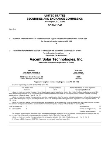 Thumbnail Ascent Solar Technologies 10-Q Quarterly Report FY2023 