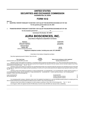 Thumbnail Aura Biosciences 10-Q Quarterly Report FY2023 
