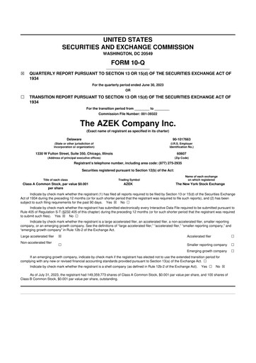 Miniature The AZEK Company
 10-Q Rapport trimestriel 2023 