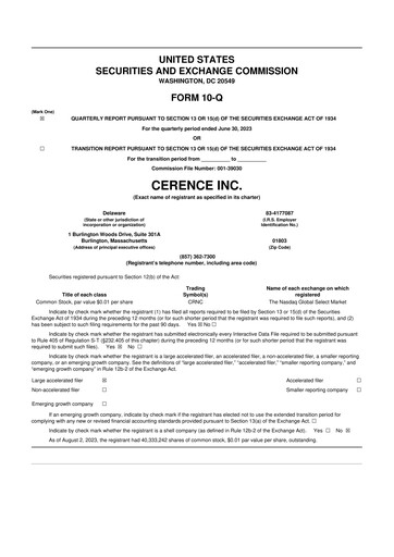 Thumbnail Cerence 10-Q Quarterly Report FY2023 