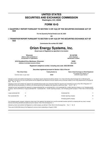 Thumbnail Orion Energy Systems
 10-Q Quarterly Report FY2023 