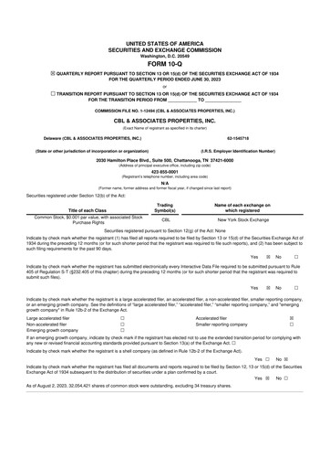 Thumbnail CBL Properties
 10-Q Quarterly Report FY2023 
