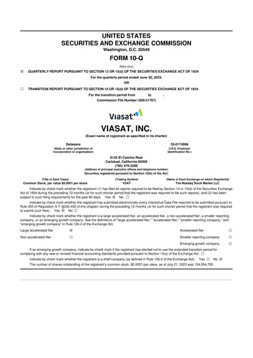 Miniature ViaSat 10-Q Rapport trimestriel 2023 
