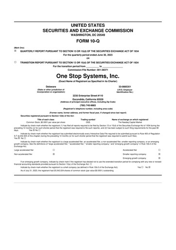 Thumbnail One Stop Systems 10-Q Quarterly Report FY2023 