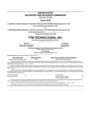 Thumbnail TTM Technologies
 10-Q Quarterly Report FY2023 
