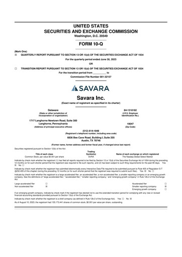 Thumbnail Savara 10-Q Quarterly Report FY2023 