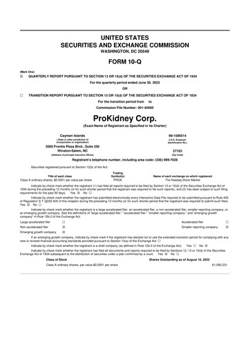 Vorschaubild ProKidney 10-Q Quartalsbericht 2023 