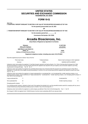 Thumbnail Arcadia Biosciences 10-Q Quarterly Report FY2023 
