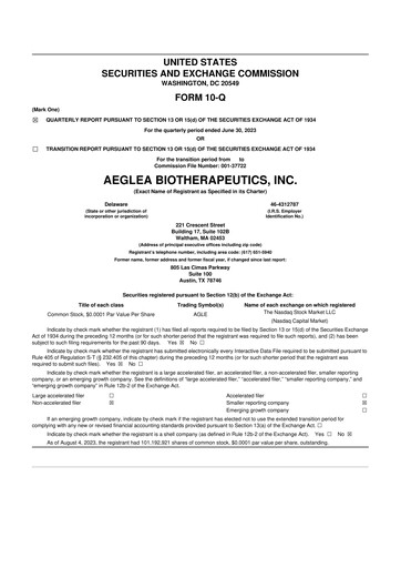 Miniature Spyre Therapeutics 10-Q Rapport trimestriel 2023 