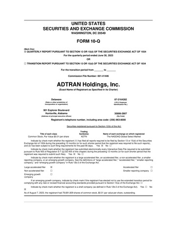Thumbnail ADTRAN 10-Q Quarterly Report FY2023 