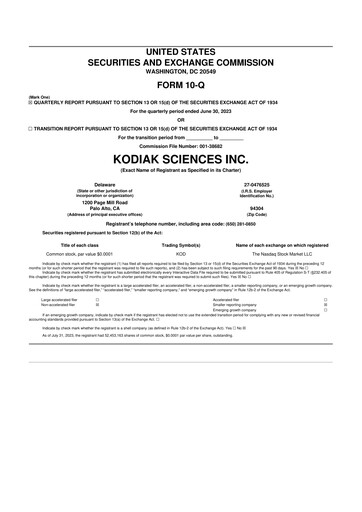 Thumbnail Kodiak Sciences
 10-Q Quarterly Report FY2023 
