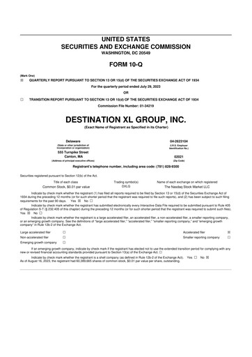 Vorschaubild Destination XL 10-Q Quartalsbericht 2023 
