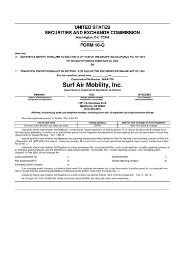 Thumbnail Surf Air Mobility 10-Q Quarterly Report FY2023 