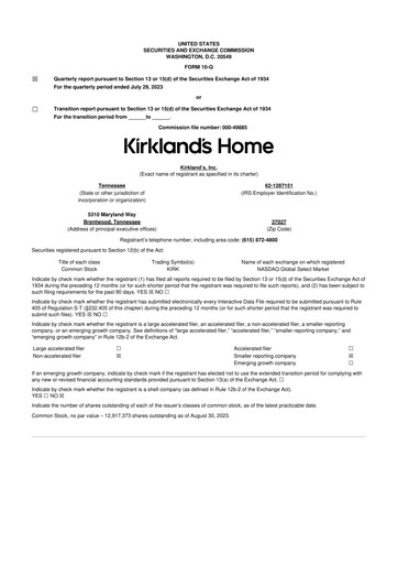 Thumbnail Kirkland's 10-Q Quarterly Report FY2023 
