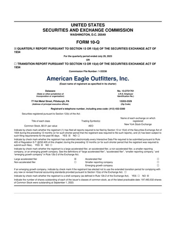 Thumbnail American Eagle Outfitters
 10-Q Quarterly Report FY2023 