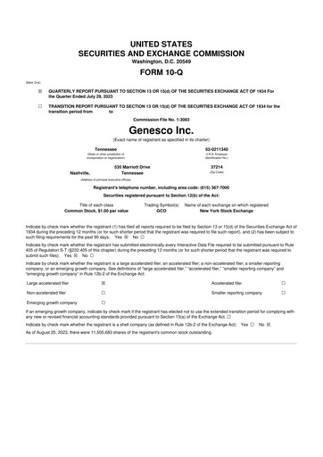 Thumbnail Genesco
 10-Q Quarterly Report FY2024 