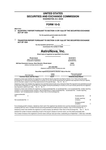 Miniature AstroNova, Inc. 10-Q Rapport trimestriel 2024 