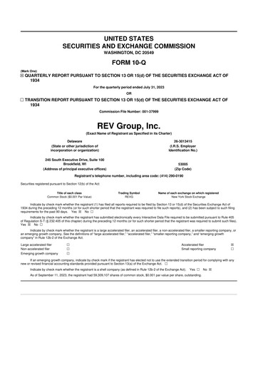 Thumbnail REV Group 10-Q Quarterly Report FY2023 