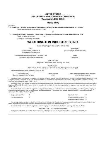 Thumbnail Worthington Enterprises 10-Q Quarterly Report FY2023 
