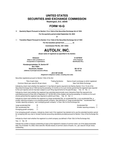 Vorschaubild Autoliv 10-Q Quartalsbericht 2023 