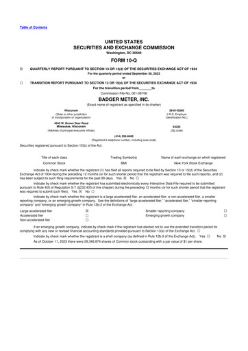 Thumbnail Badger Meter
 10-Q Quarterly Report FY2023 