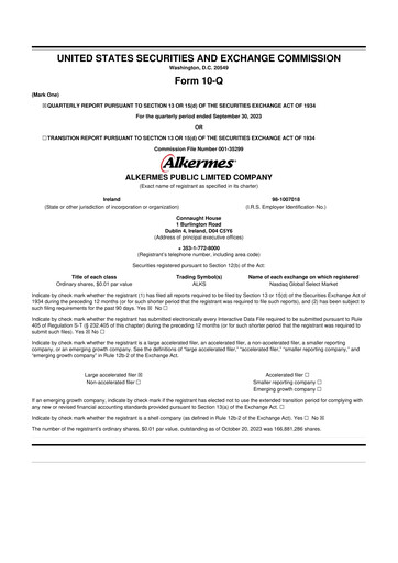 Thumbnail Alkermes 10-Q Quarterly Report FY2023 