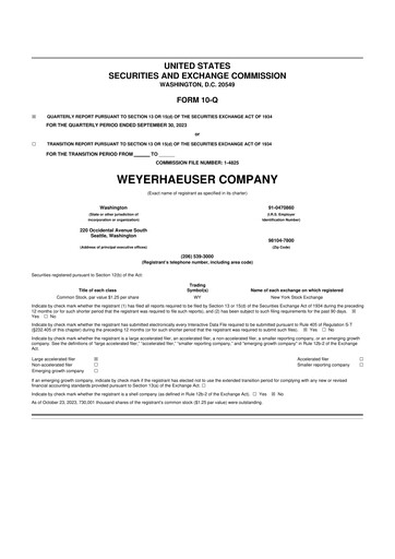 Thumbnail Weyerhaeuser
 10-Q Quarterly Report FY2023 